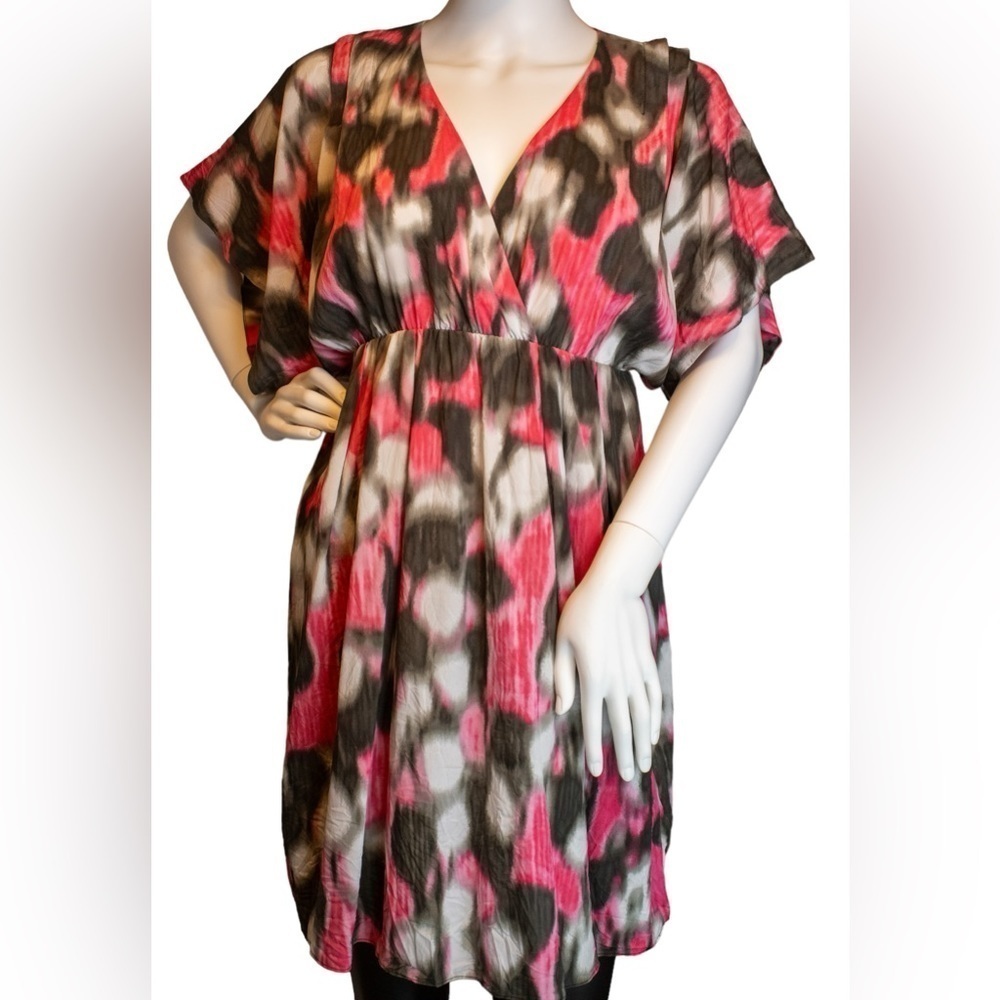 Alice + Olivia Women’s Silk-Blend Pink Printed Surplice Mid-Dress Size XS
